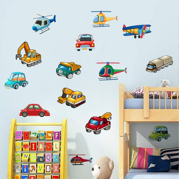 TIMPCV Creative Cartoon Car Airplane Wall Decals Wall Stickers