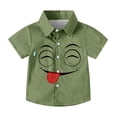 thumbnail image 3 of Chemise à Manches Courtes pour Enfants avec Poche et Imprimé, Haut Décontracté à Col Rond pour Garçons et Filles, Âges 2-15 Ans en Vert Armée, 3 of 8