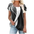 thumbnail image 1 of Birdeem Blouses pour Femmes T-Shirt Imprimé Plissé à Manches Courtes Haut Ample, 1 of 1