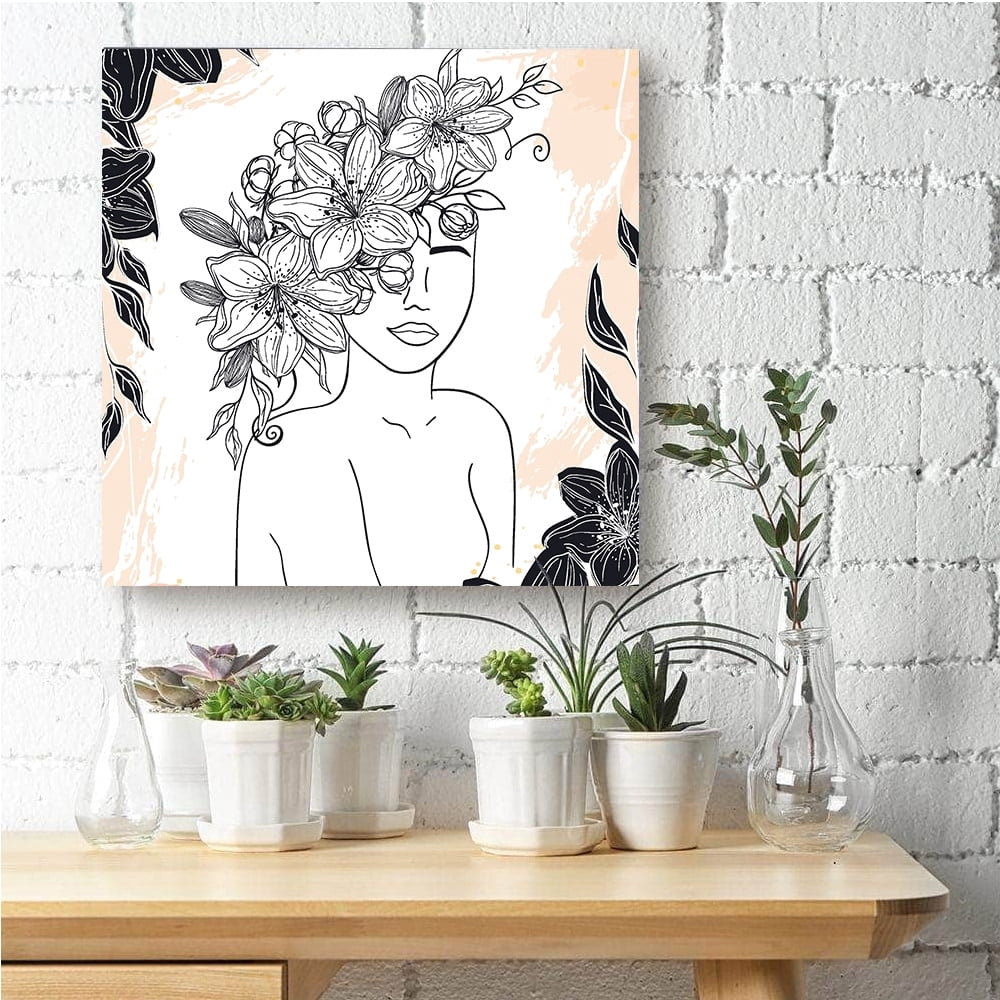 Beauty from Within Flowerhead -14"x14" Canvas Artwork - Multi-Color 16 x 20