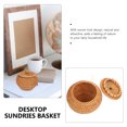 thumbnail image 3 of SHISUYAN 1Pc Creative Rattan Woven Storage Basket with Lid Snacks Sundries Storage Box Organizer, 3 of 8