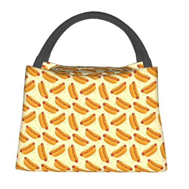 Easygdp Hot Dog 3 Bolsa de Almuerzo Insulada Reutilizable, Bolsa de Mano y Bandolera para Oficina, Trabajo, Viajes