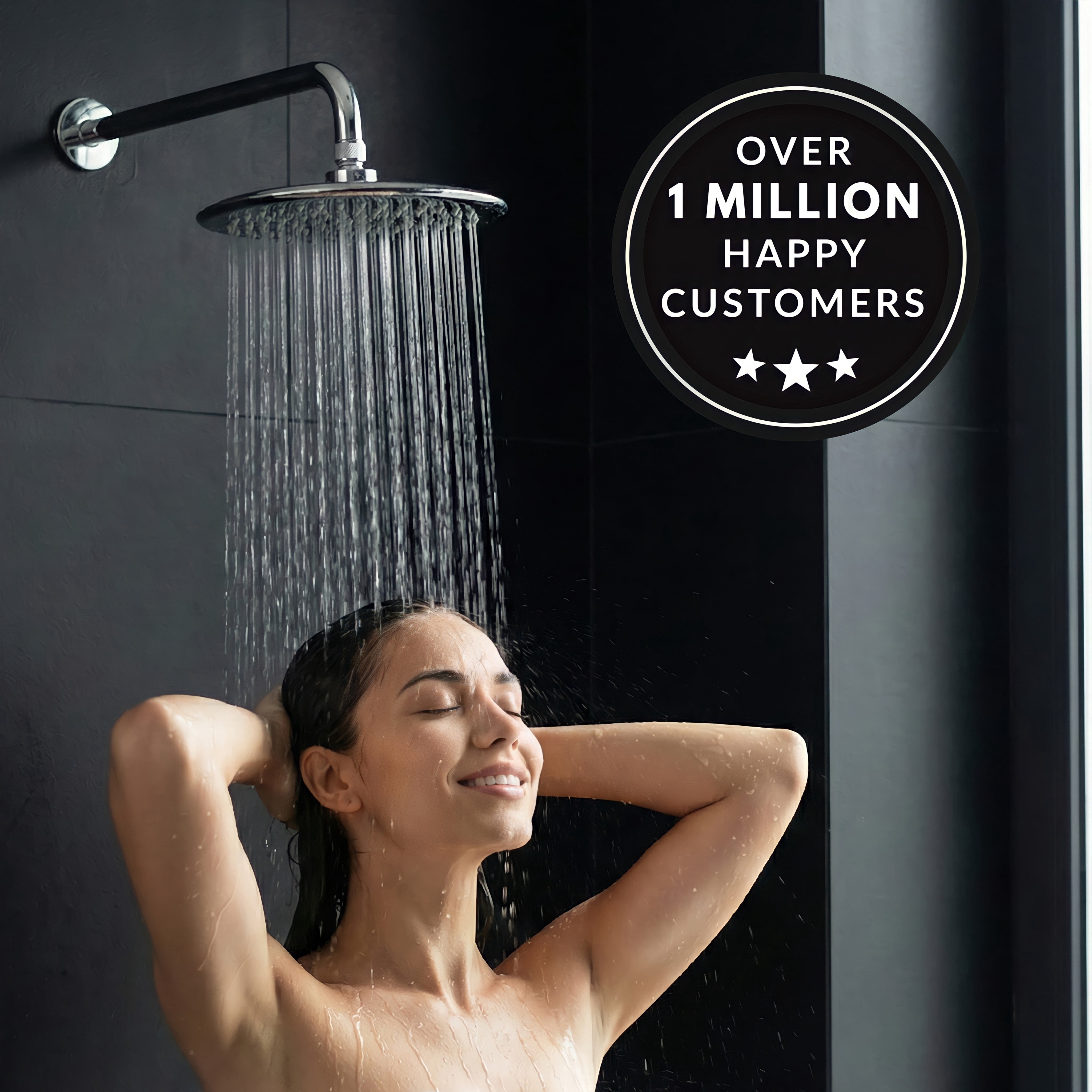 Aqua Elegante Waterfall Shower Head for High Flow Rain Showers - 1.8 GPM - Polished Chrome