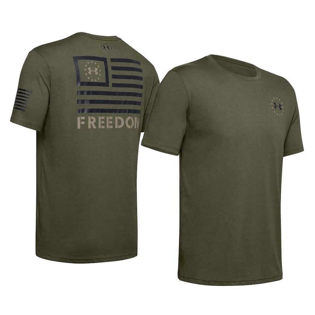 Under Armour Mens UA Freedom Back Stripe Short Sleeve Graphic T-Shirt SS Tee USA 