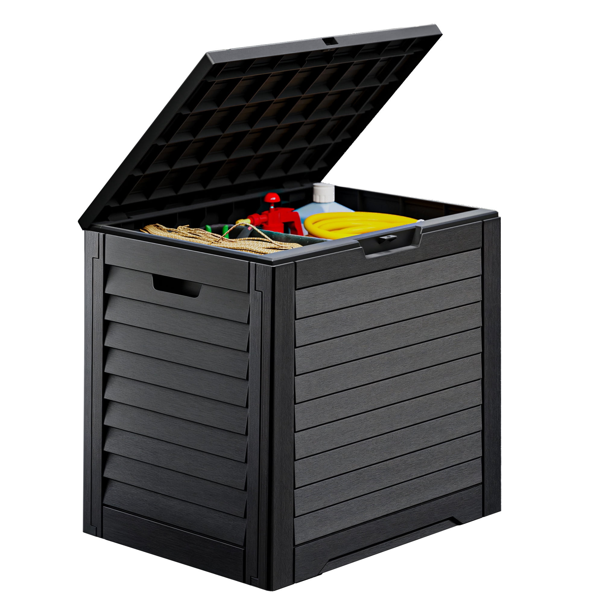 Uforic 35 Gallon Outdoor Resin Storage Box, Waterproof Lockable Deck Box, Package Delivery Box for Patio Cushions, Pool Supplies, Garden Tools, Black