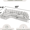 thumbnail image 3 of Large 127" L-Shaped Sectional Sofa with Curved Back, Gray Corduroy Upholstery, High-Density Foam, Zero Assembly Needed, 3 of 10