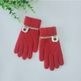 thumbnail image 4 of 1 Pair Child Gloves Stretchy Skin-friendly Keep Warm Braid Button Winter Gloves for Outdoor, 4 of 10