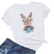 thumbnail image 2 of Pantalones Cortos para las Mujeres Sexy Pascua Moda Impresión Cuello Redondo Tee, Poliéster Ligero Casual Top para Primavera Verano Diario, Blusa de Suéter, 2 of 4
