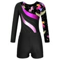 thumbnail image 6 of TiaoBug Girls Rhinestone Long Sleeve Gymnastic Leotard with Shorts Tumbling Athletic Unitard Black 10, 6 of 7
