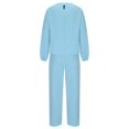 thumbnail image 6 of Women's 2 Piece Lounge Sets Solid Color Pullover Tops Wide Pants Puff Long Sleeve Sweatsuit Loose Jogger Tracksuit (Sky Blue 3XL), 6 of 6