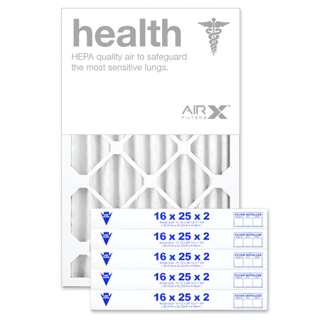 AIRx Filters Health 16x25x2 Air Filter MERV 13 AC Furnace Pleated Air Filter Replacement Box of 6, Made in the USA