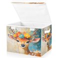 thumbnail image 2 of 16.5x12.6x11.8in Foldable Flip-Top Storage Bin, Dustproof Magic Tape Closure, Ideal for Home & Toy Organization，A Cute Deer, 2 of 7