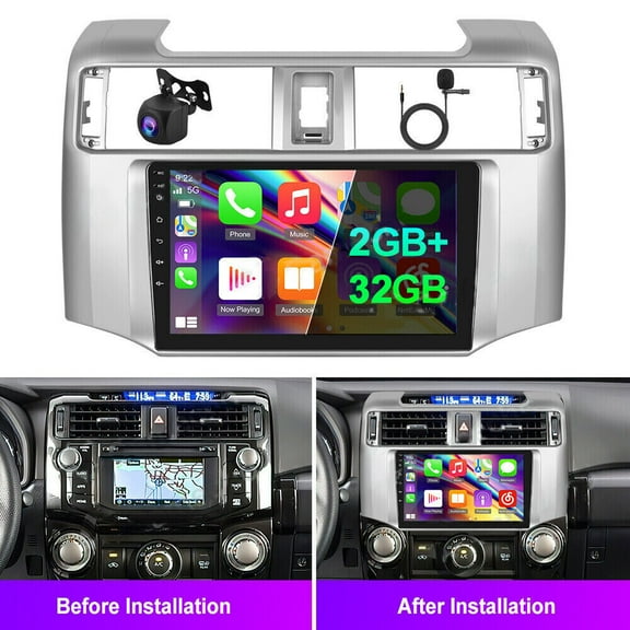 Zcargel Car Radio Stereo For Toyota 4Runner 2009-2019 Android 13 Car GPS Navi Radio Stereo 9 In Touch Screen CarPlay Support Wireless CarPlay Android Auto Bluetooth FM Backup Camera Microphone