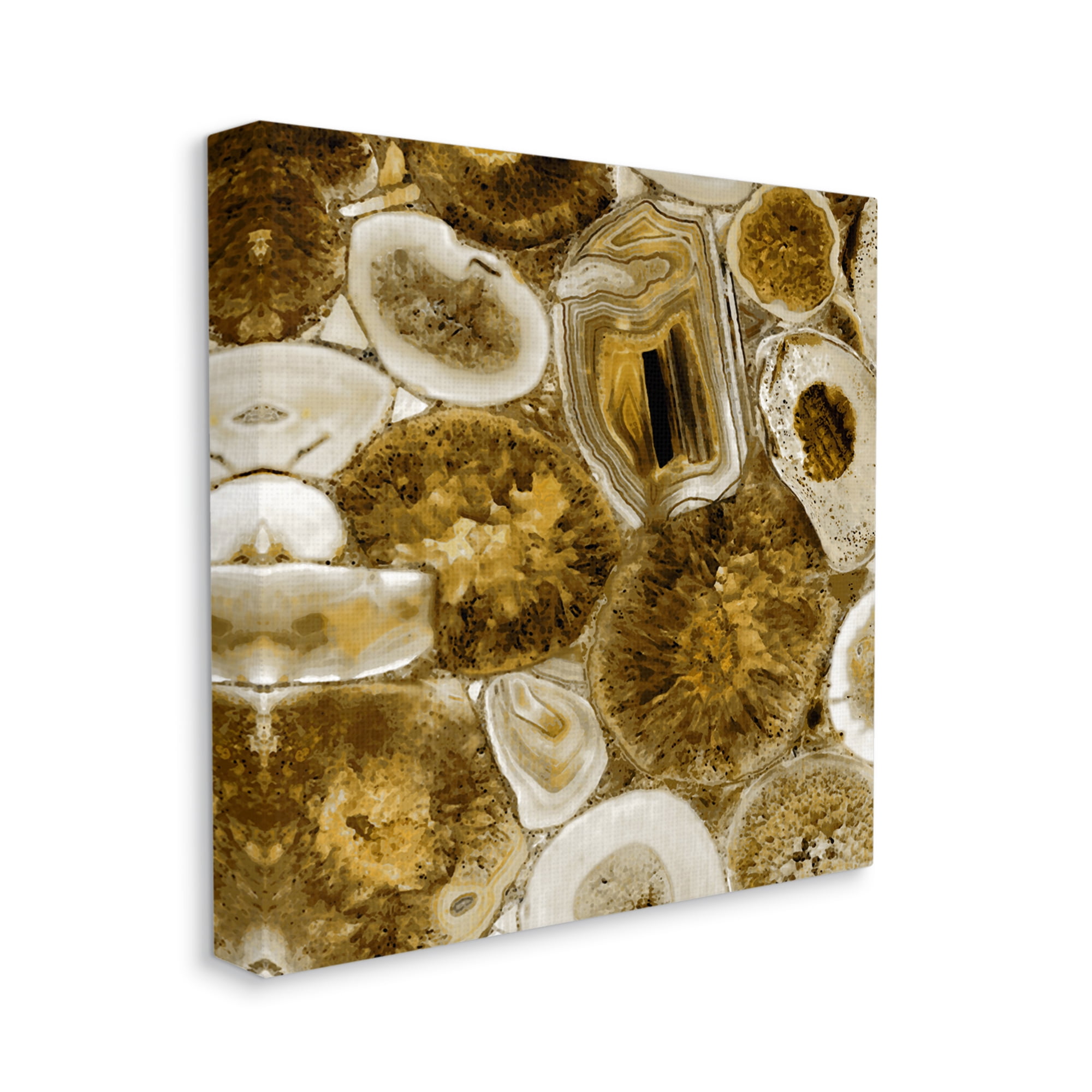 Stupell Agate In Gold Abstract Geodes Abstract Painting Gallery Wrapped Canvas Print Wall Art