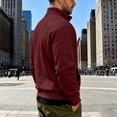 thumbnail image 5 of hoksml Men's Quarter Zip Pullover Sweatshirt Solid Stand Collar Kangaroo Pocket for Fall Winter Daily Casual Outdoor Comfort, 5 of 7