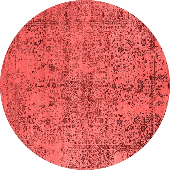 Ahgly Company Indoor Round Oriental Red Industrial Area Rugs, 5' Round
