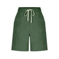 thumbnail image 4 of Bloomae Women's Bermuda Shorts Long Cotton Loose Beach Vacation Short Pants with Pockets Knee Length for Yoga Casual Walking Exercise Shorts Army Green XXXXL, 4 of 6
