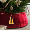 thumbnail image 1 of Christmas Tree Collar 25 Inch, Large Velvet Tree Skirt with Tassels, Country Rustic Holiday Indoor Decorations, Red & Green, 1 of 5