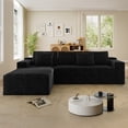 thumbnail image 2 of Lunale 104" Cloud Sectional Sofa with Left Chaise, Oversized Modular L-Shaped Couch, Plush Corduroy Sleeper Couch for Living Room, No Assembly Required, Black, 2 of 9