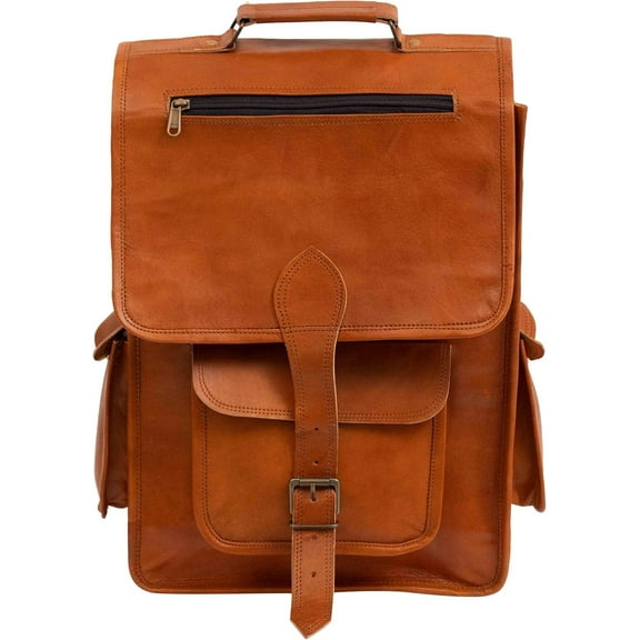 Rajeriya-16" Vintage Leather Backpack Laptop Messenger Bag Lightweight College Rucksack Sling For Men & Women