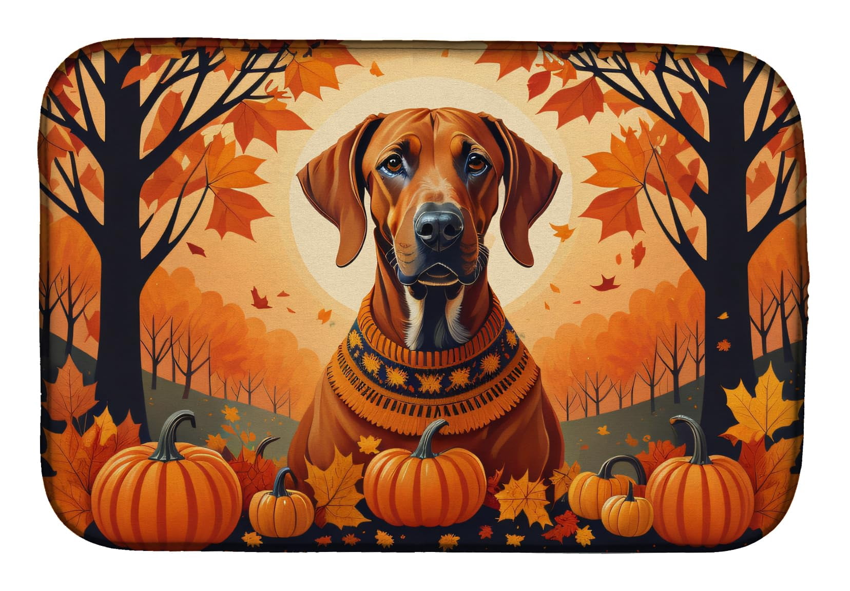 Vizsla Fall Dish Drying Mat 14 in x 21 in