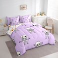 thumbnail image 2 of Feelyou Kawaii Skeleton Full Size Bedding Sets, Cartoon Halloween Skull Full Size Bed in a Bag, Purple, Halloween Reversible, 7-Piece, 2 of 7