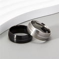 thumbnail image 3 of PAURO Matte Rings for Men Black Silver Simple Stainless Steel Statement Personalized Cool Wide 8MM Jewelry Silver Size 8, 3 of 6