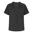 thumbnail image 5 of Women's Short Sleeve Blouse with Pockets and Turndown Collar, 5 of 6