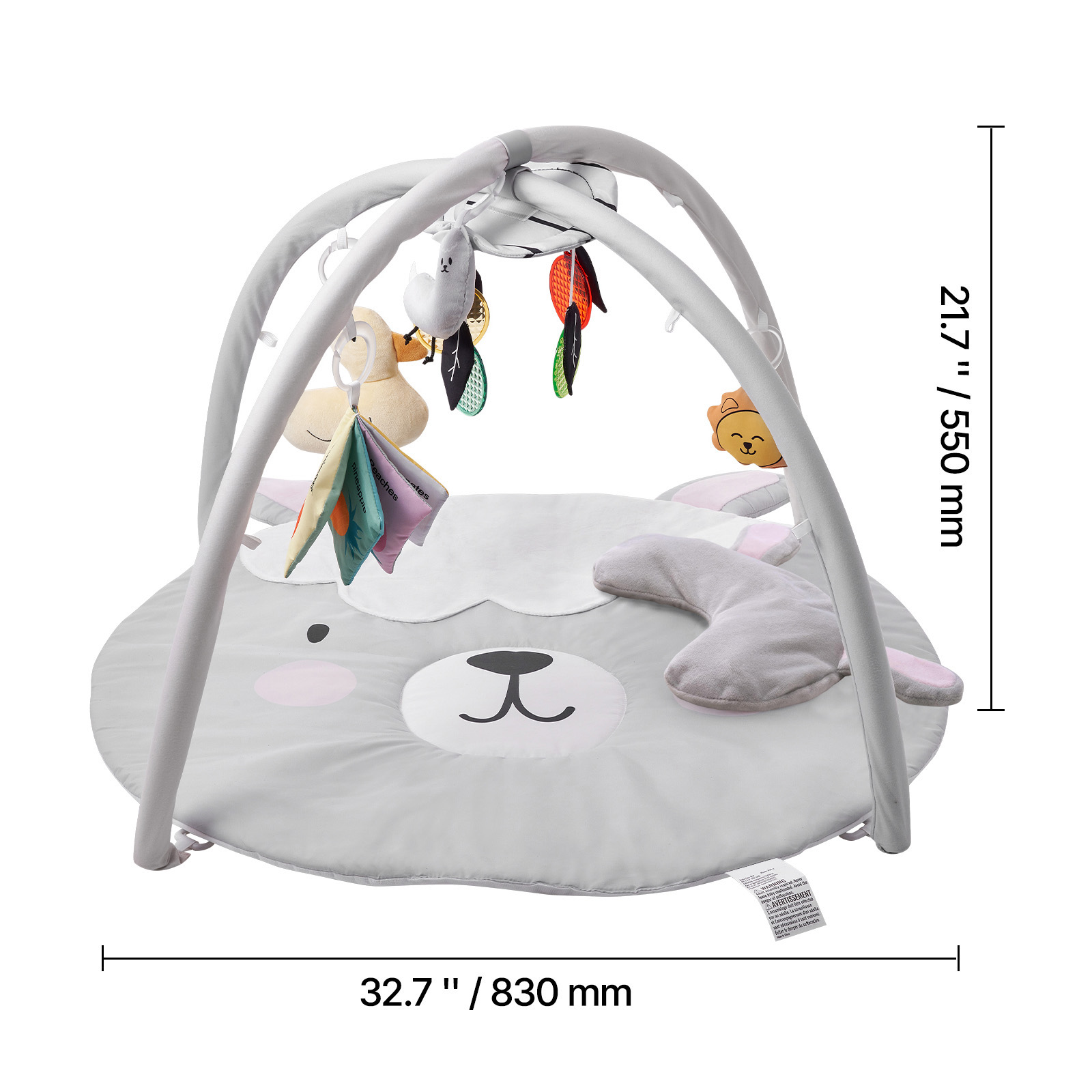 KFFKFF Baby Play Gym Mat,Includes 5 removable hanging toys and tummy time pillow,Ages 0-18 Months,39.1 x 32.7 x 21.7 in