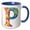 Blue/White, variant on 3drose, Colorful Monogram Letter P, 11oz Two-tone Red Mug