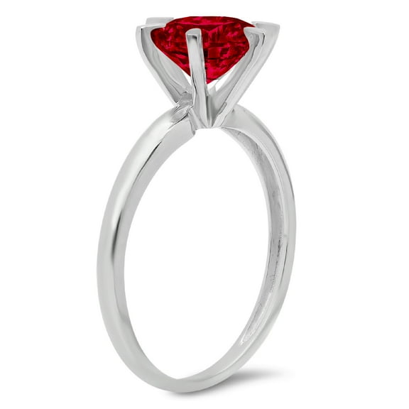 2.5 ct Round Cut Natural Garnet Solitaire Engagement Ring for Women in 18K White Gold