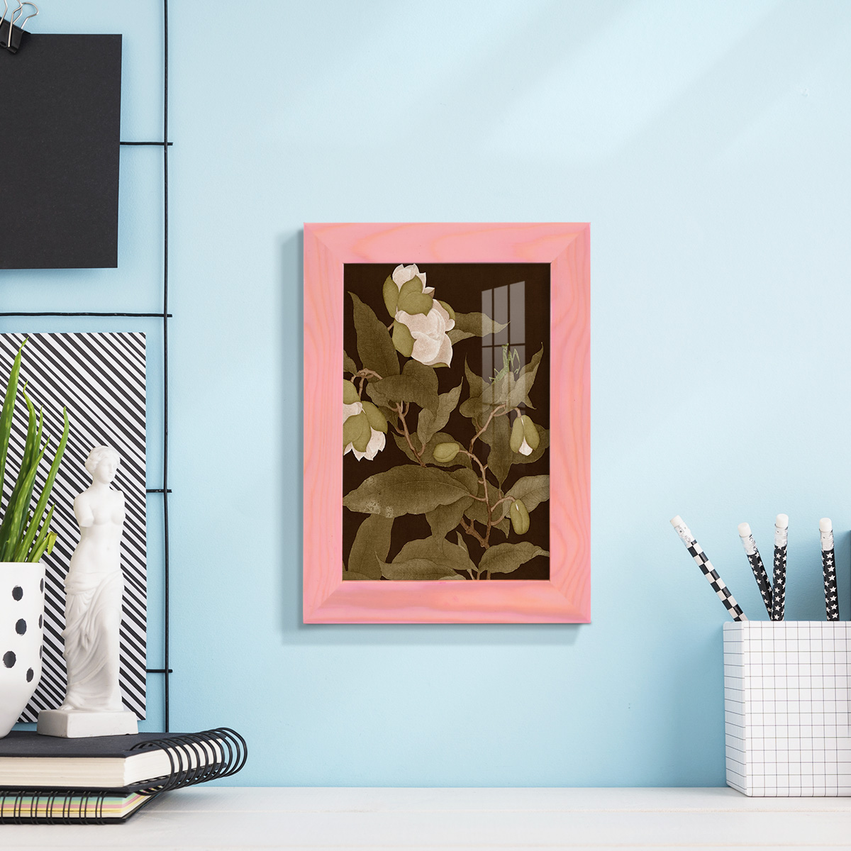 Asian Brocade I - Framed Print w/glass - Sunset Pink