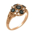 thumbnail image 1 of LBG British Made 9k Rose Gold Real Genuine London Blue Topaz & Diamond Womens Statement Ring - 33 size options - Size 5.75, 1 of 6