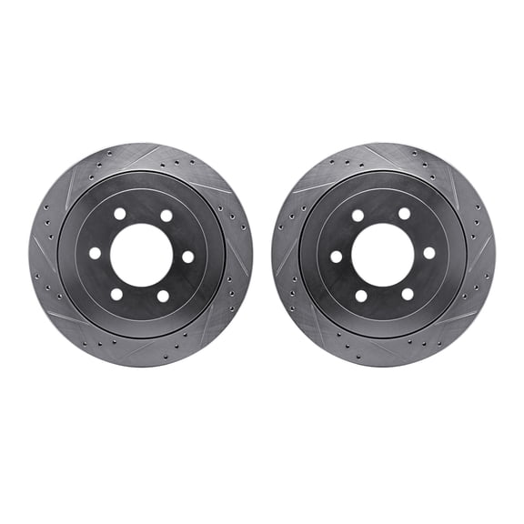 Dynamic Friction Company Rear Brake Rotors-Drilled and Slotted-Silver 7002-54206