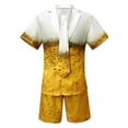thumbnail image 4 of IWRICH 3 Piece Outfits for Men Short Sleeve Tuxedo Blazer and Shorts Tie Performance Party Outfits Yellow XL, 4 of 4