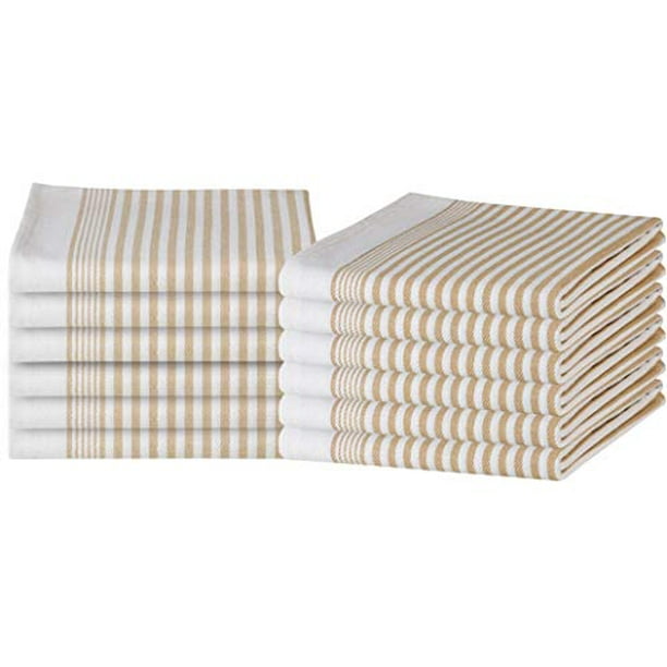 Glamburg 100 Cotton Kitchen Towels And Dish Cloth Sets 12 Pack 18x28 Classic Stripe Dish Towels Tea Towels Bar Towels Cleaning Towels Highly Absorbent Dishcloth Kitchen Towel Set Taupe Beige Walmart Com Walmart Com