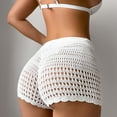 thumbnail image 5 of Lenpel Women's Cover up Shorts High Waisted Hollow out Crochet Knit Beach Shorts Summer Bikini Swimwear Shorts, 5 of 5