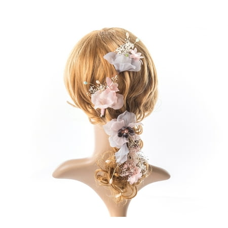 Wedding Hair Pieces Flower Hair Clip Set 3 Piece Bridal Hair Comb Wedding Head Accessory Bridal Bun Pin Flower Hair Pin- Wedding Gift ()
