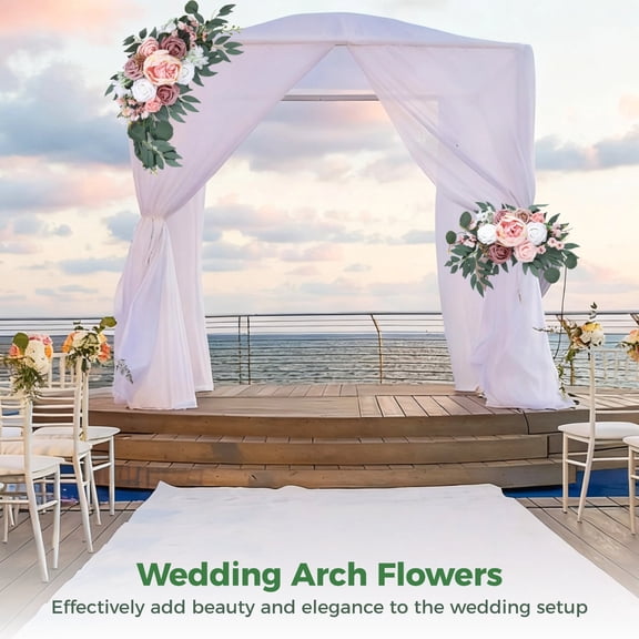 Artificial Flower Wedding Arch Decoration Set(Large & Small), Lifelike Silk Roses and Green Leaves for Party and Event Decor