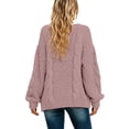 thumbnail image 3 of Womens Chunky Cable Knit Cardigan Sweaters Open Front Long Sleeve Slouchy Fall Outwear Coats, L, 3 of 6
