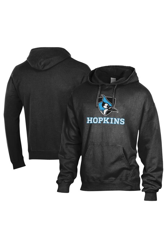 Men's Comfort Wash  Black Johns Hopkins Blue Jays Lightweight Fleece Pullover Hoodie