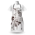 thumbnail image 3 of Dreamcatcher Apron, Occult Hearts Feathers Vintage Monochrome Illustration, Unisex Kitchen Bib with Adjustable Neck for Cooking Gardening, Adult Size, Seal Brown White, by Ambesonne, 3 of 4