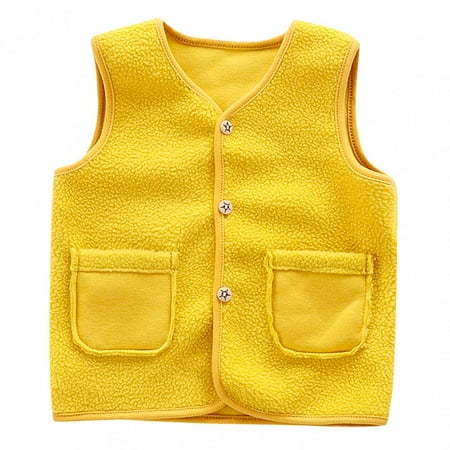 

Last Minute Deals!Jovati Baby Boy Clothes Yellow Fall Winter Boys and Girls Fleece Warm Cardigan Vest Baby Girl Clothes