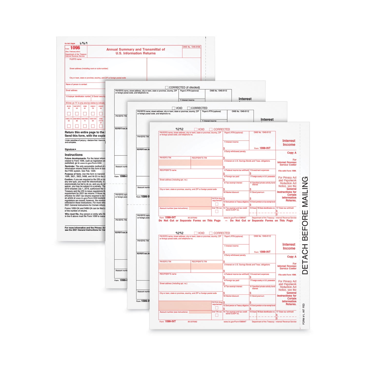 Tops 1099 Tax Forms Fiscal Year 2022 3Part Carbonless 5.5x8.5 50 Forms