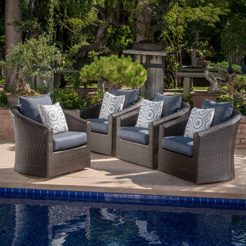 Red Barrel Studio Dierdre Modern Outdoor Wicker Swivel Club Patio Red Barrel Studio Dierdre Modern Outdoor Wicker Swivel Club Patio Chair With Cushions Set Of 4 Com