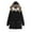 Black, variant on Women's Overcoat Plush Collar Coat Winter Drawstring Pockets Long Sleeve Hooded Outdoor Wind Warm Slim Jacket