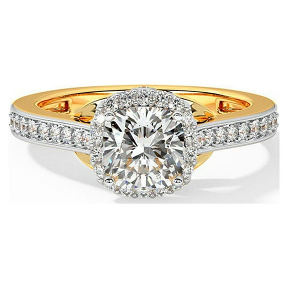 Certified Cushion Cut Moissanite Ring, 18K White Gold Plated Halo Setting Ring , Engagement Ring, Anniversary Ring , Wedding Ring for Her