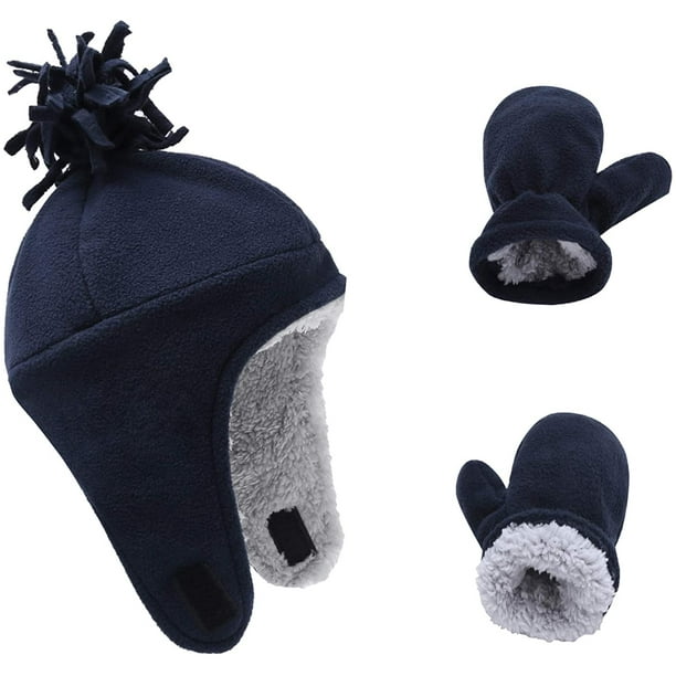 Baby Boy Winter Hat Mitten Set Warm Beanie Caps for Toddler Girls