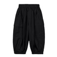 thumbnail image 4 of FRSASU Kids Quick Dry Parachute Pants Full Length Elastic Waist Strip Baggy Sports Hiking Trousers with Pockets Black, 4 of 7