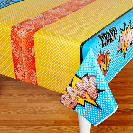 BirthdayExpress Superhero Comics Plastic Tablecover